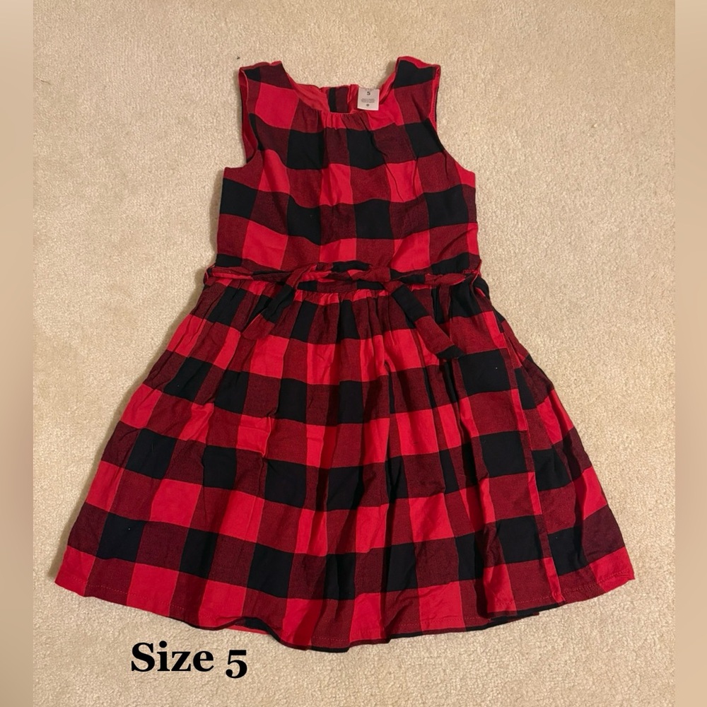 Little Girls Red Plaid Flannel Sleeveless Dress- size 5